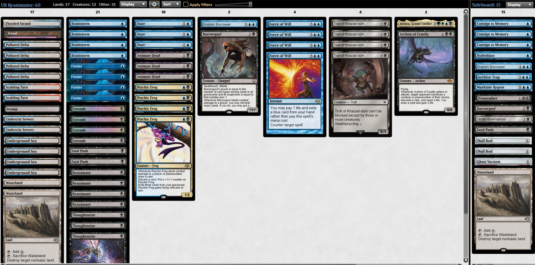 Karl Sarap's UB Reanimator decklist from Magic: The Gathering