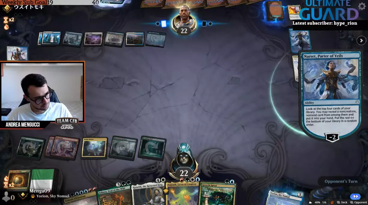 Andrea Mengucci in Game stream depicting Narset from Magic: The Gathering