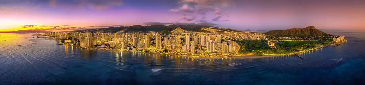 Panoramic Photo of Honolulu, Hawaii during Sunset