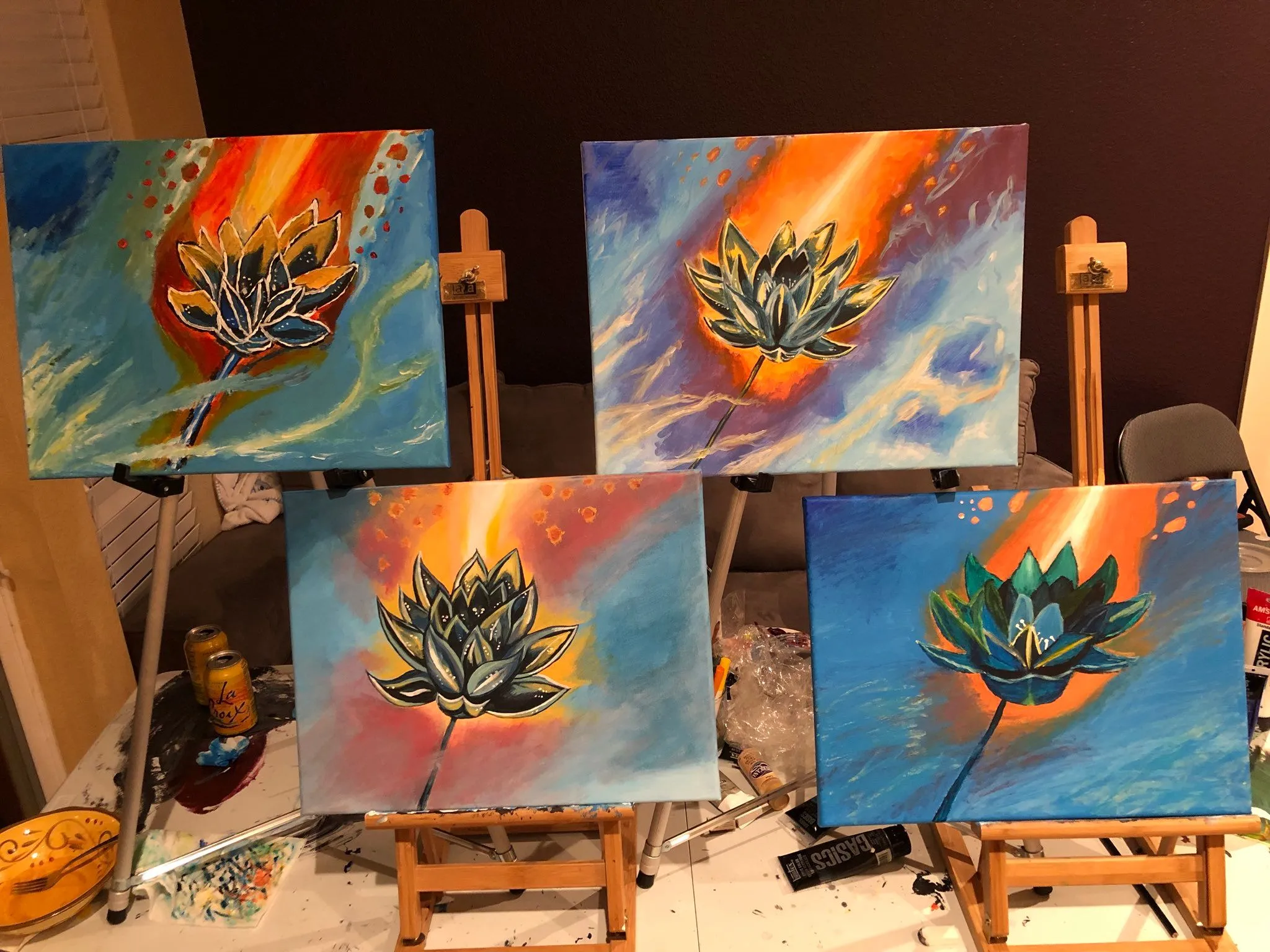 Gaby Spartz Gilded Lotus Paintings