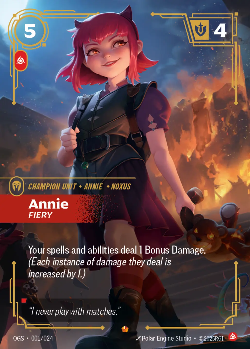 Annie fiery art for Riftbound