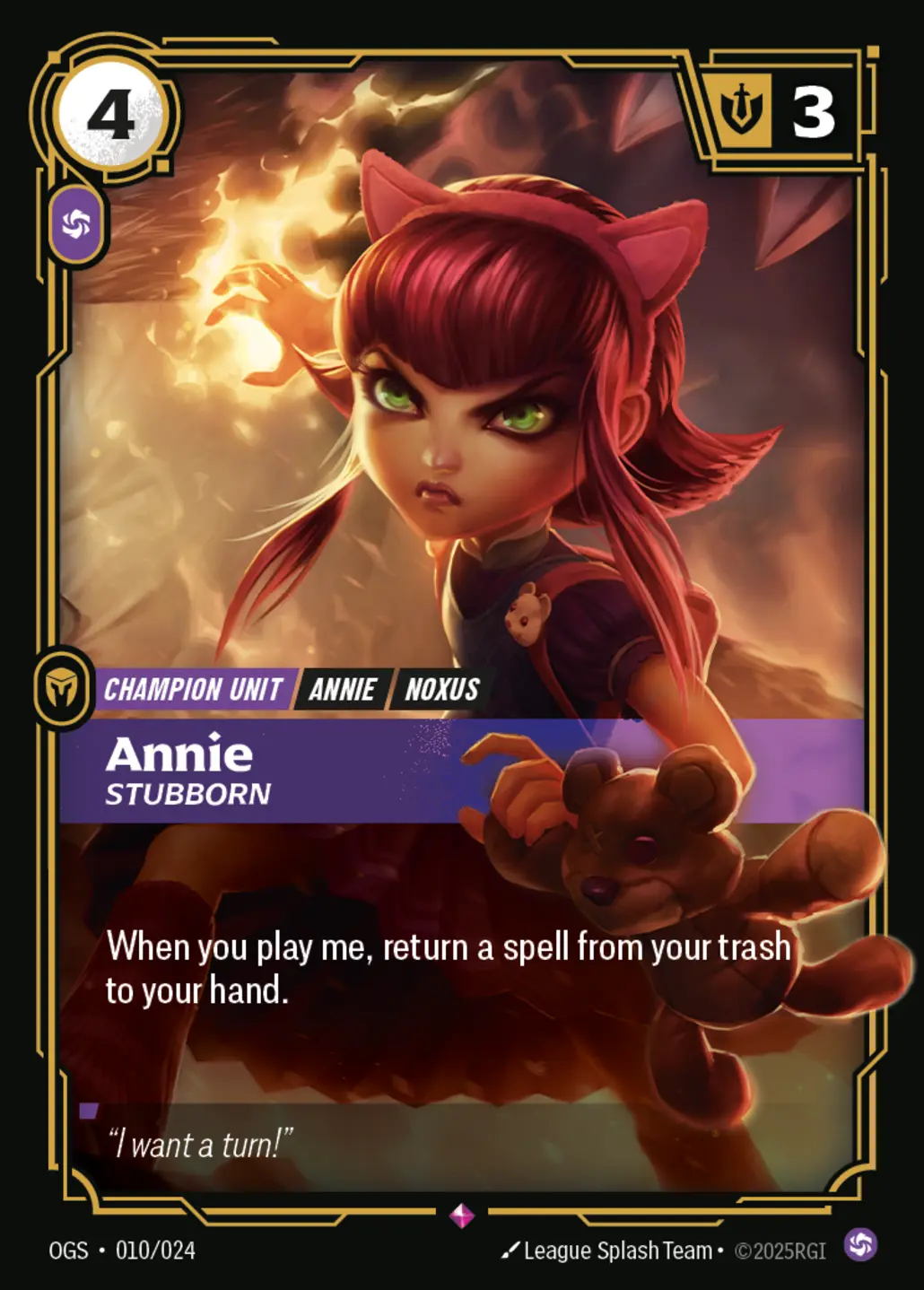 Annie stubborn art for Riftbound