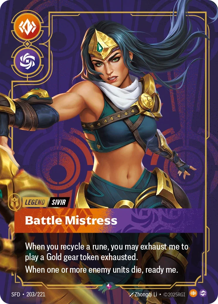 Sivir, Battle Mistress art for Riftbound