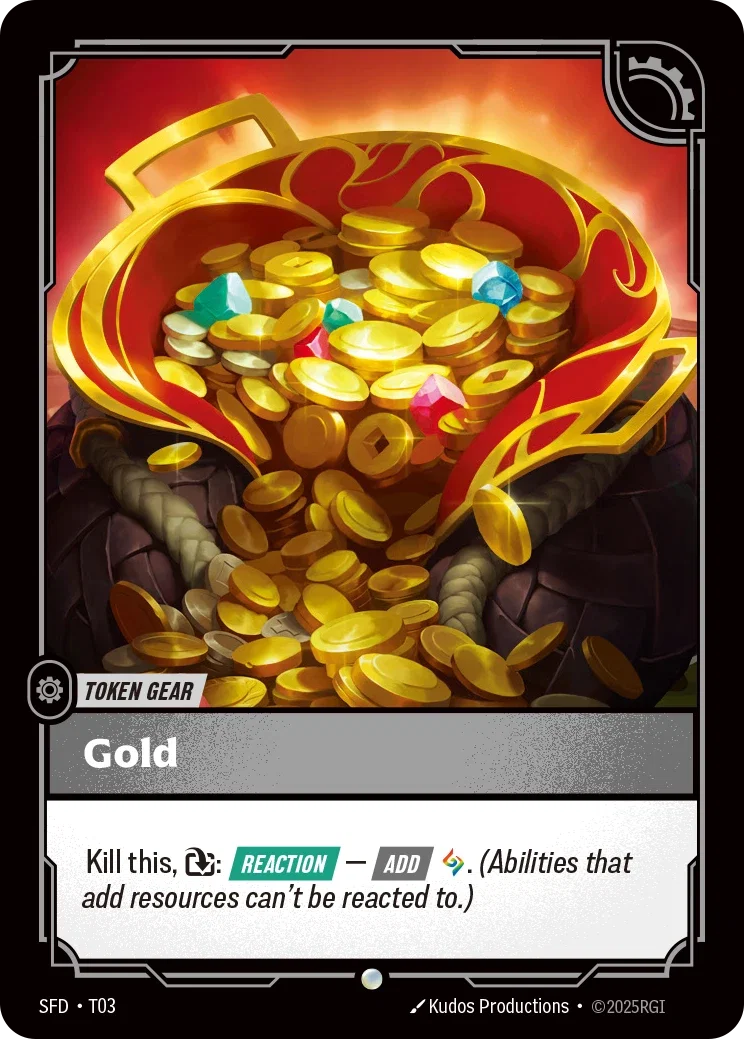 Gold token art for Riftbound