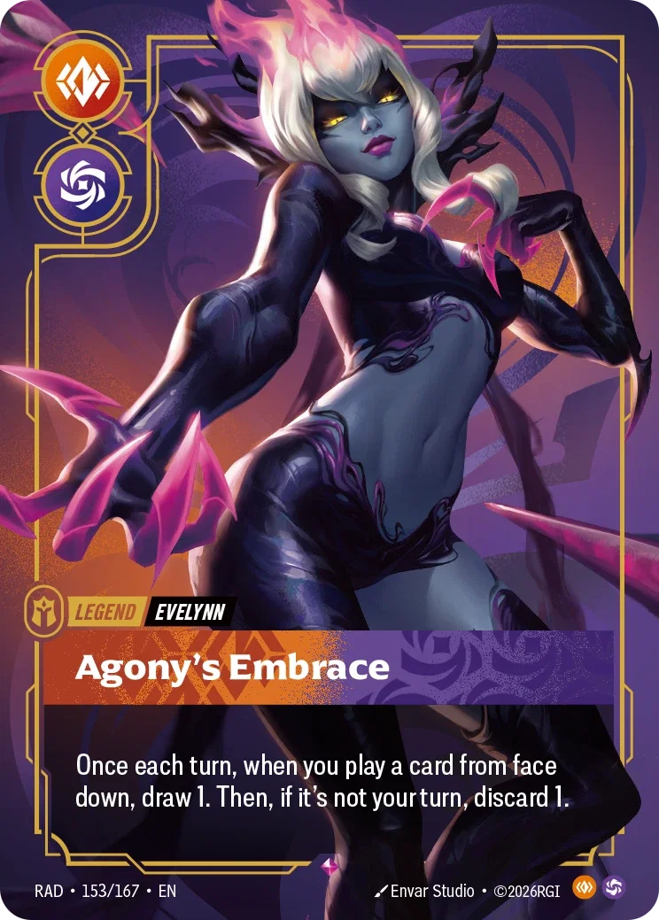 Radiance Evelynn Legend art for Riftbound