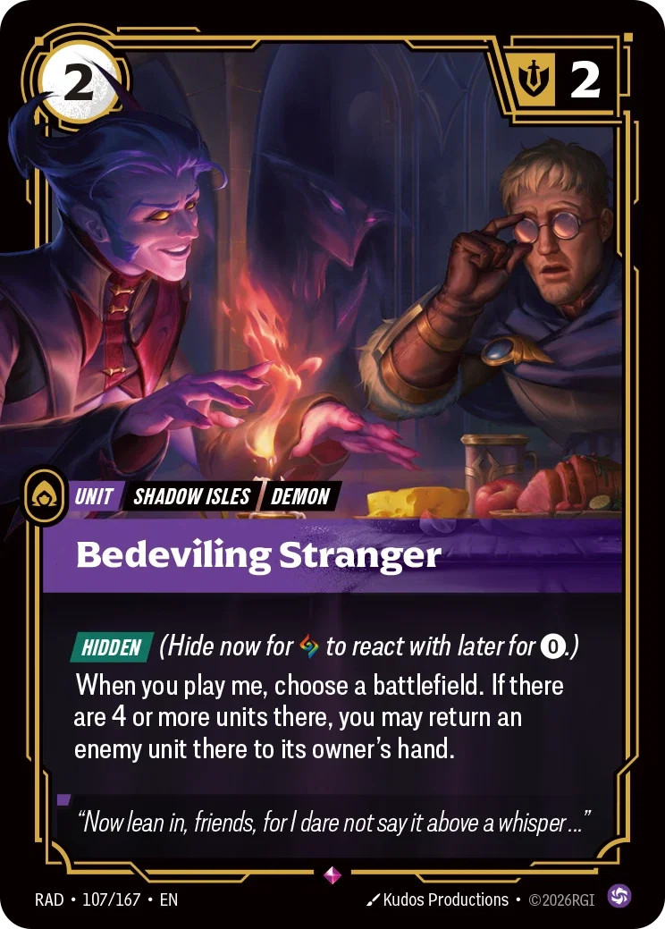 Bedeviling Stranger art for Riftbound