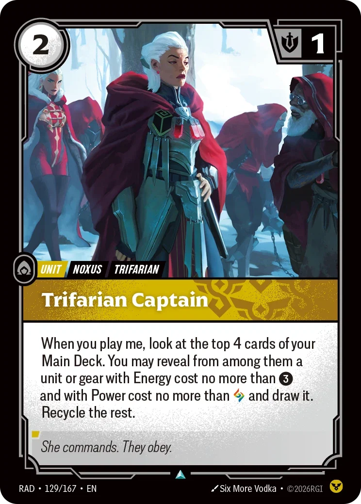 Trifarian Captain art for riftbound