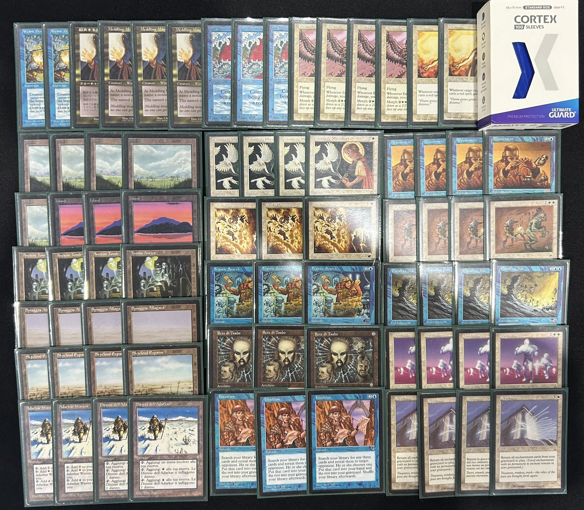 Photo of PieGonti's Premodern Decklist from Magic: The Gathering and Cortex Sleeves Packaging by Ultimate Guard