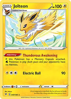 Jolteon card from Pokémon