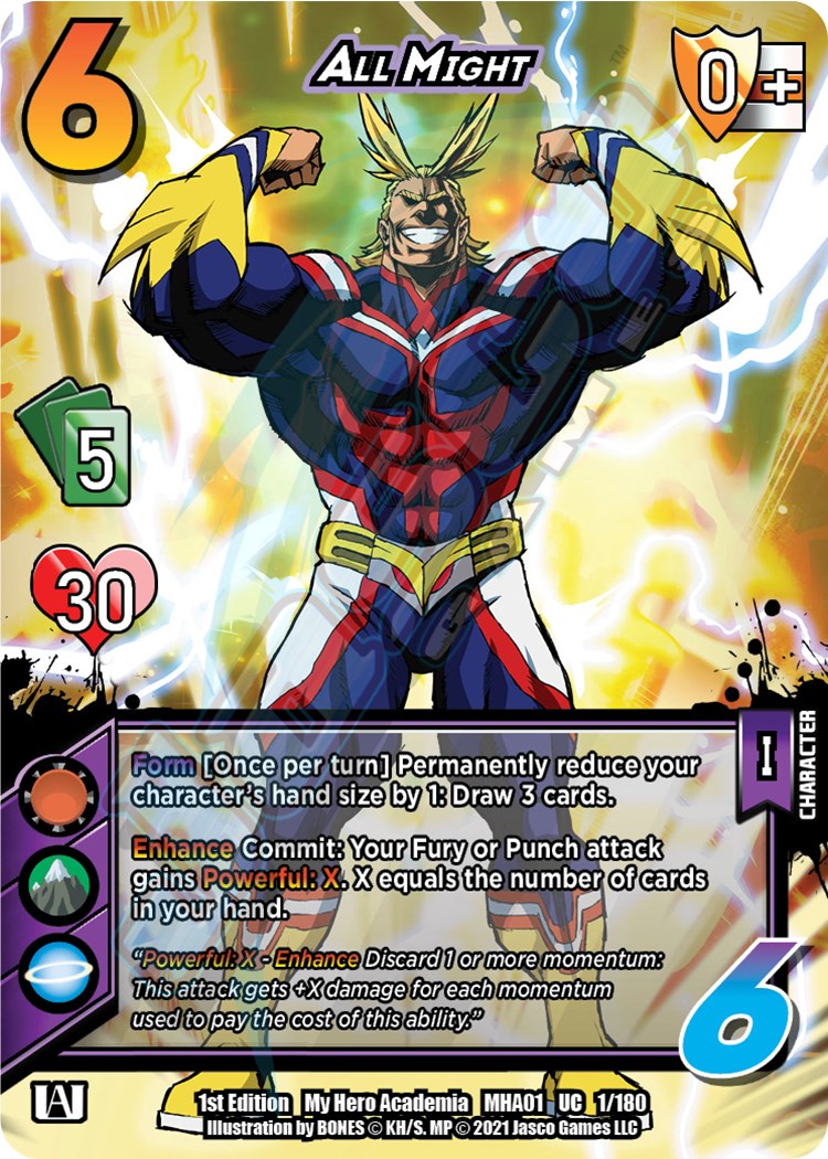 All Might card from My Hero Academia TCG