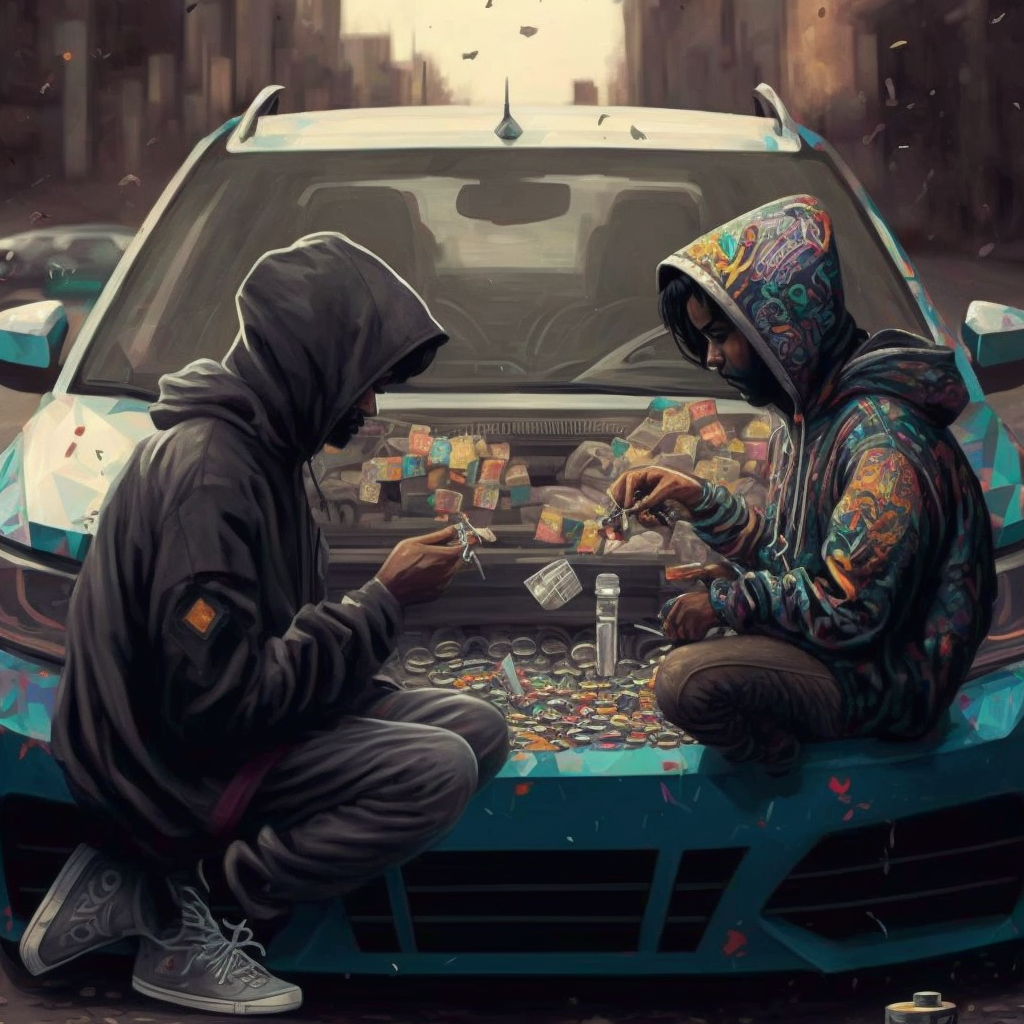Midjourney ai generated artwork of two mtg players