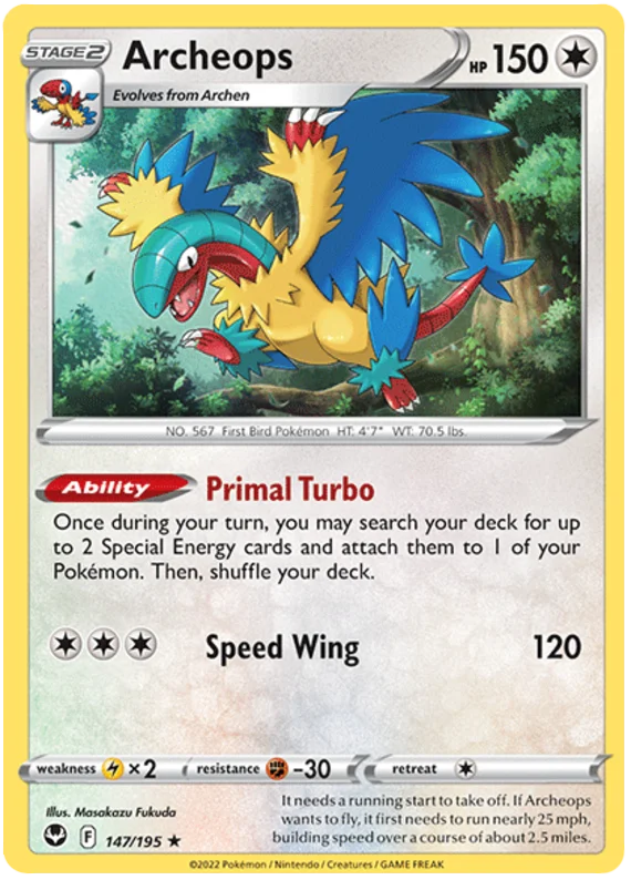 Archeops card from Pokémon