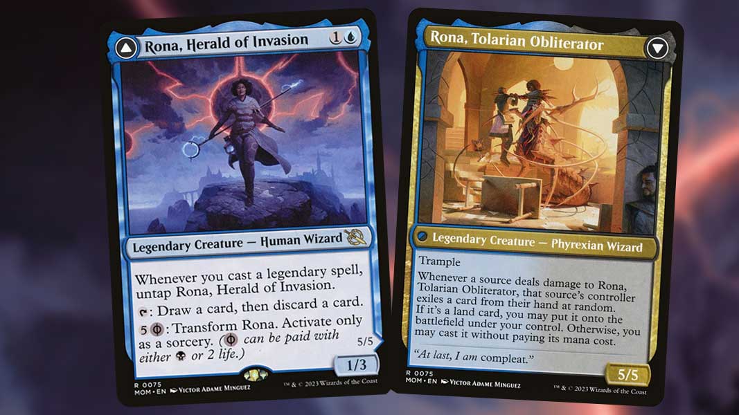 Rona, Herald of Invasion and Rona, Tolarian Obliterator cards from Magic: The Gathering