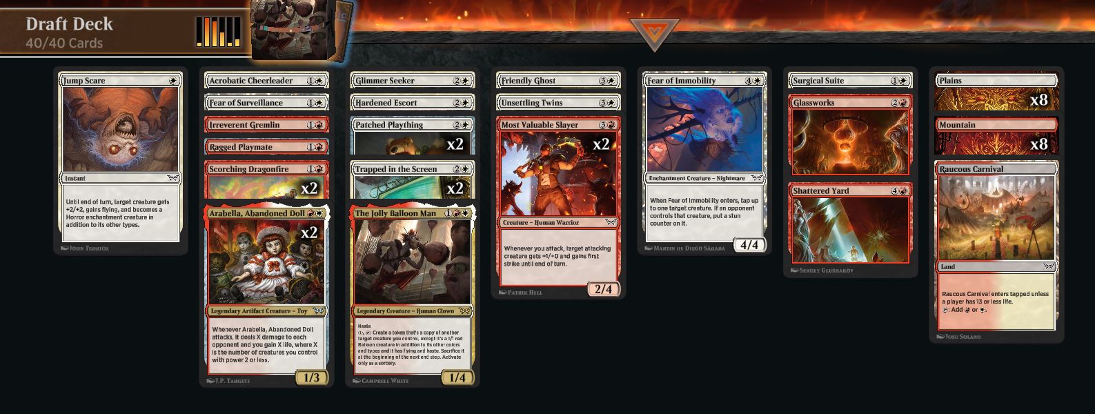 Red and White 3-1 Decklist of the Duskmourn Limited set from Magic: The Gathering