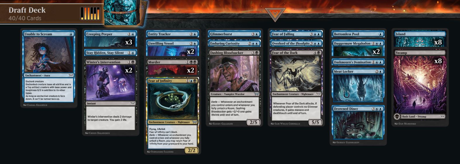 UG Duskmourn UB 1-2 Reanimator Decklist of the Duskmourn Limited set from Magic: The Gathering