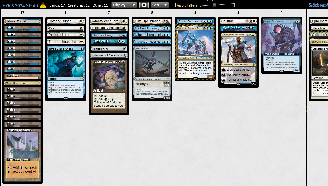 Stefan Schuetz's UW decklist for MOCS Vintage Cube from Magic: The Gathering