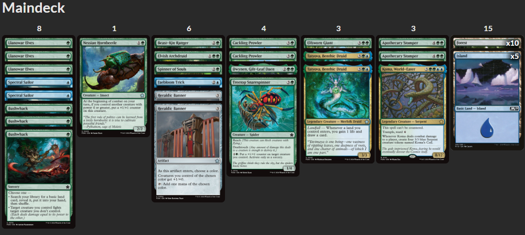UG 3-0 Blue-Green in MTG Foundations Limited Decklist from Magic: The Gathering