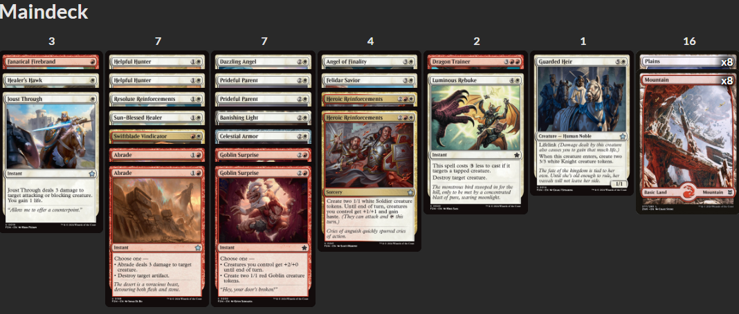 RW 3-0 White-Red in MTG Foundations Limited Decklist from Magic: The Gathering
