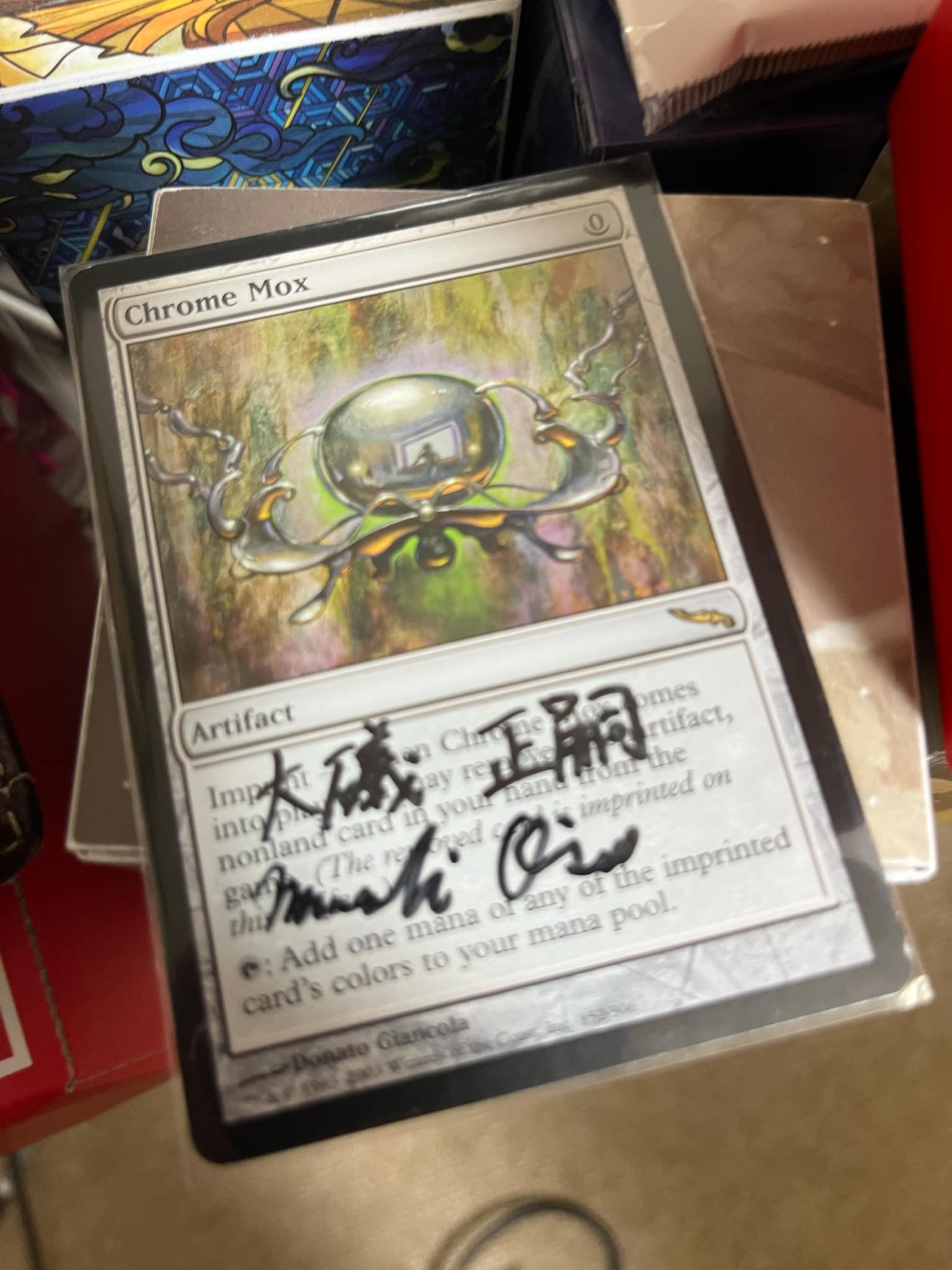 Chrome Mox Card from Magic: The Gathering signed by Masashi Oiso