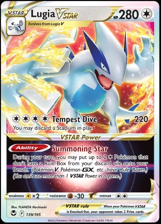 Lugia vstar card from Pokémon