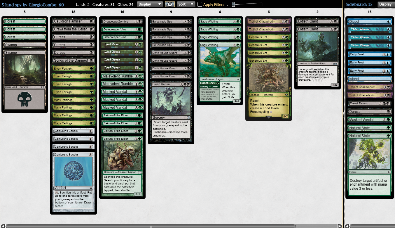 5 land spy decklist by GiorGiocombo from Magic: The Gathering Pauper