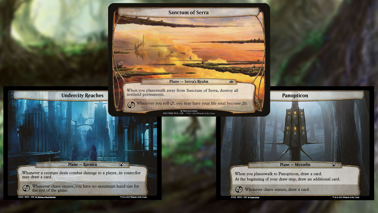Sanctum of Serra, Undercity Reaches and Panopticon Planechase cards from Magic: The Gathering